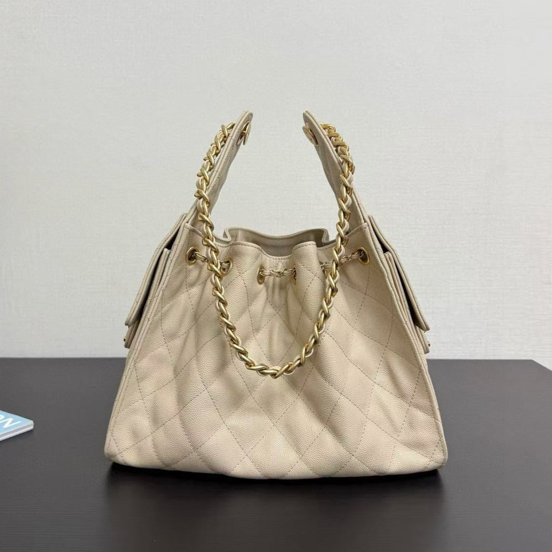 CC 25C Hobo Bag 30cm Beige Grained Calfskin mysite
