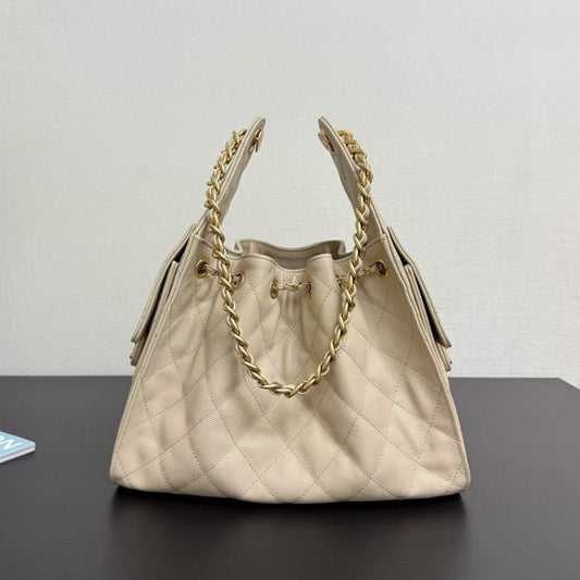 CC 25C Hobo Bag 30cm Beige Grained Calfskin mysite
