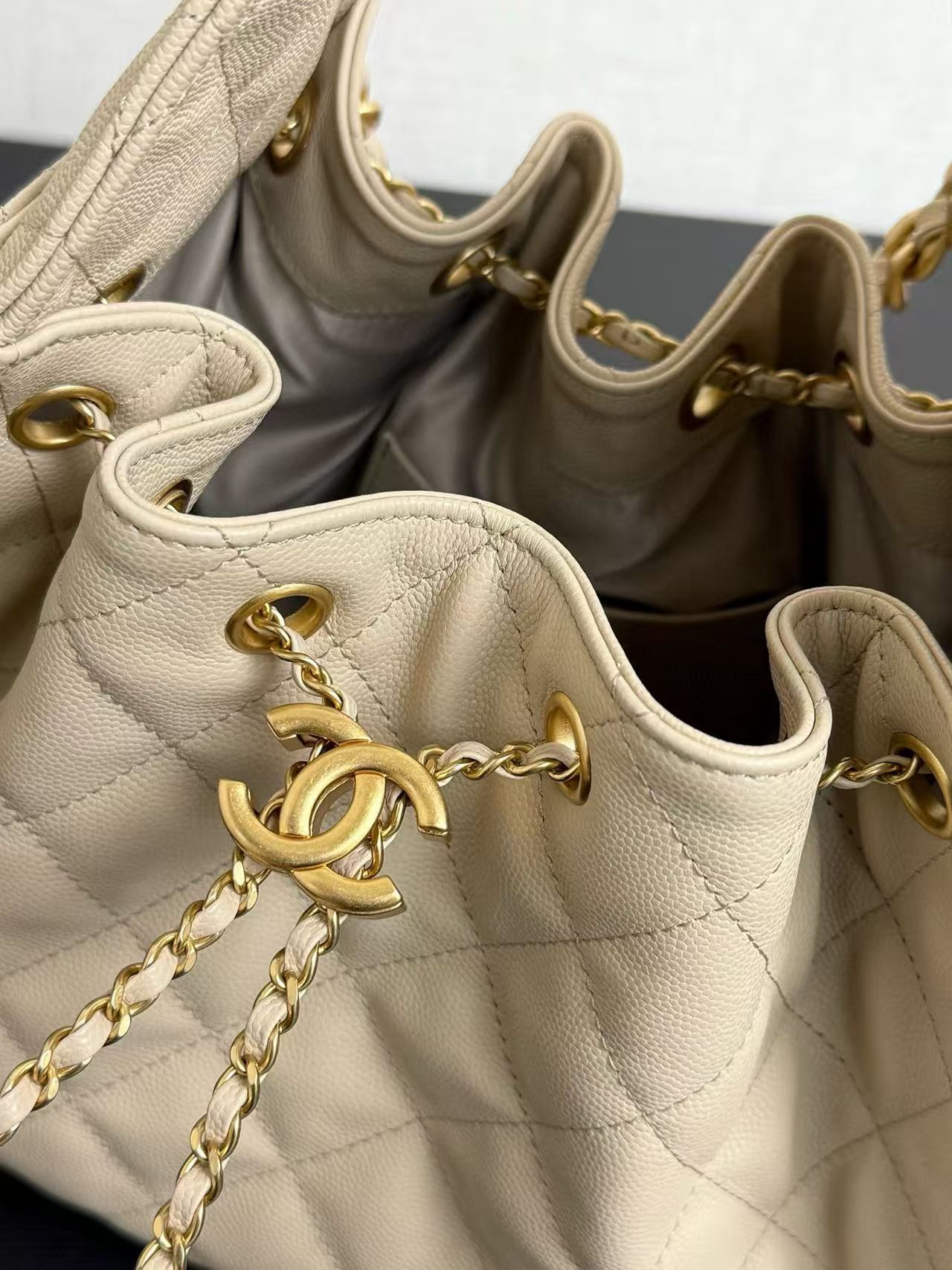 CC 25C Hobo Bag 30cm Beige Grained Calfskin mysite