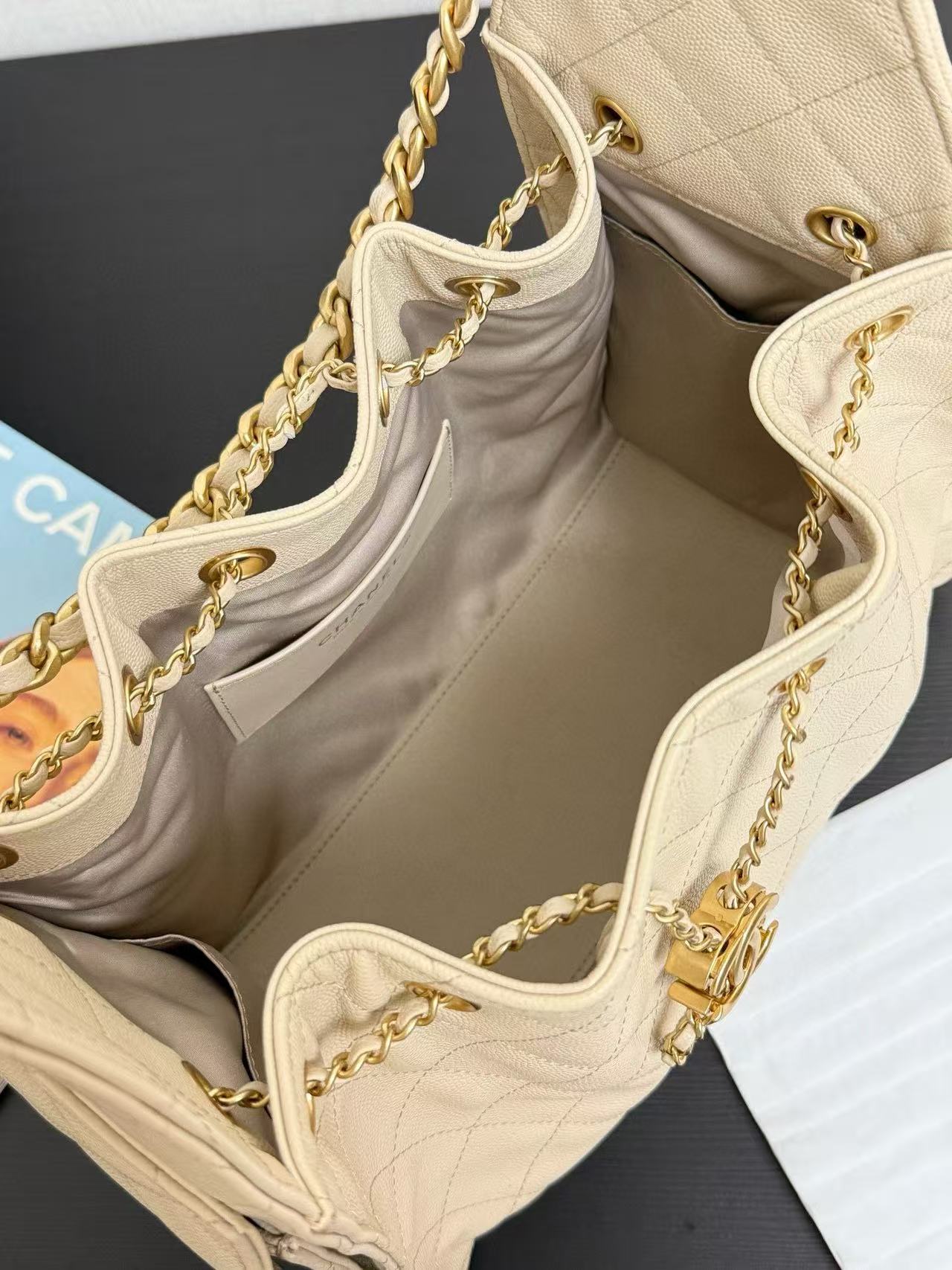 CC 25C Hobo Bag 30cm Beige Grained Calfskin mysite