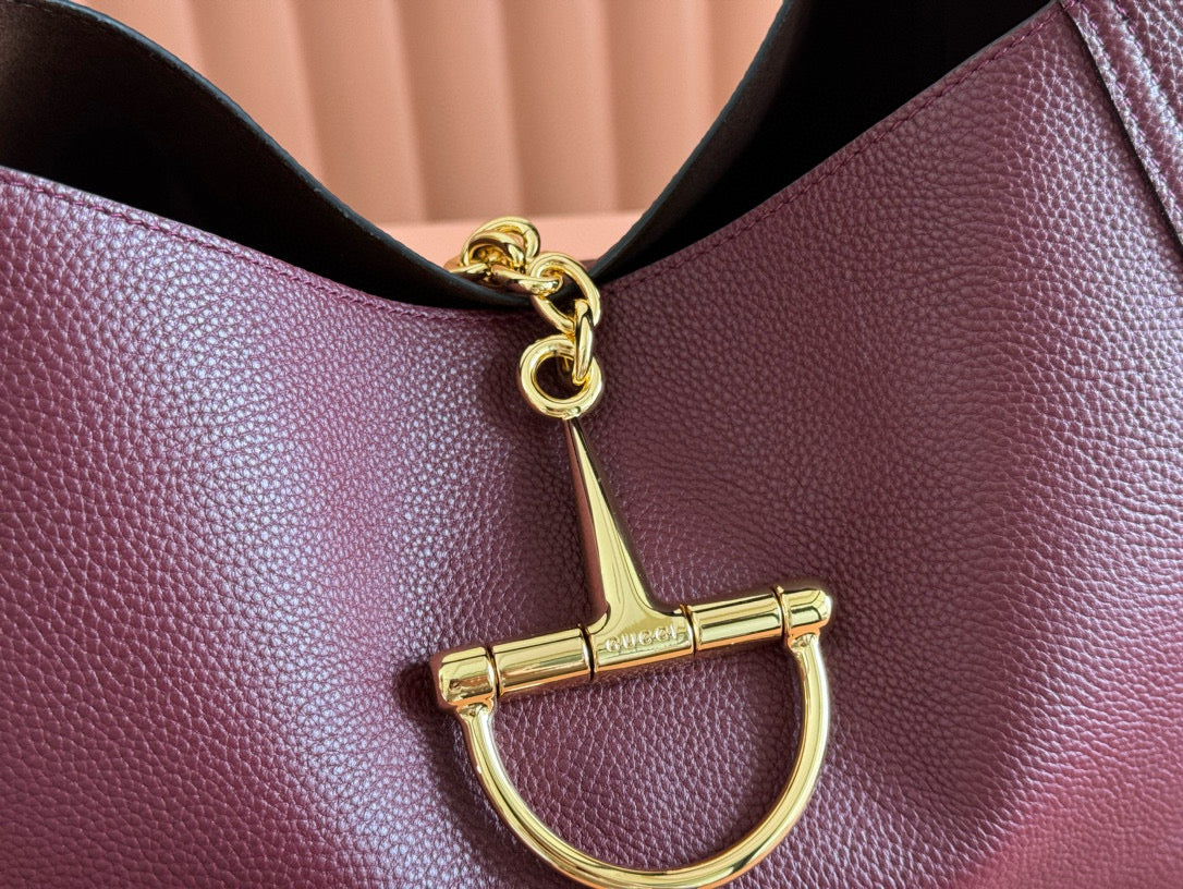 GG Softbit Shoulder Bag 46cm Burgundy Grained Calfskin Gold Hardware mysite