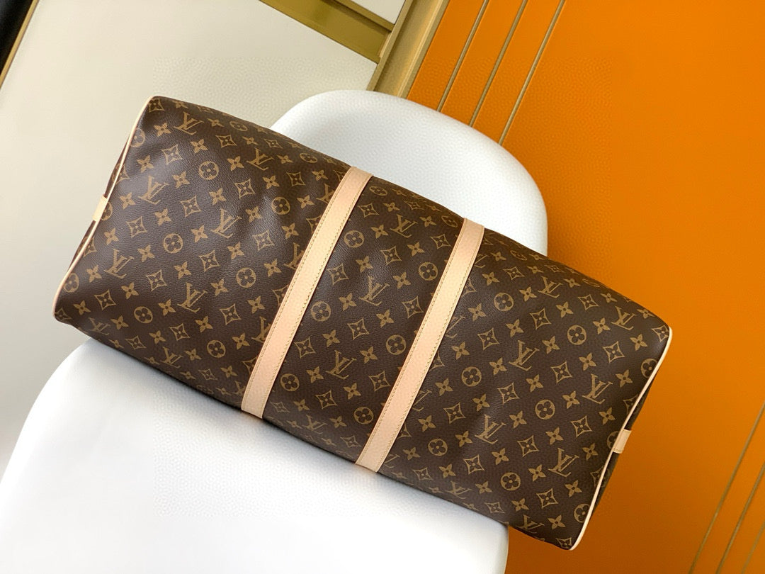 LV Keepall Bandouliere 55 Monogram Canvas Brown Gold Hardware mysite