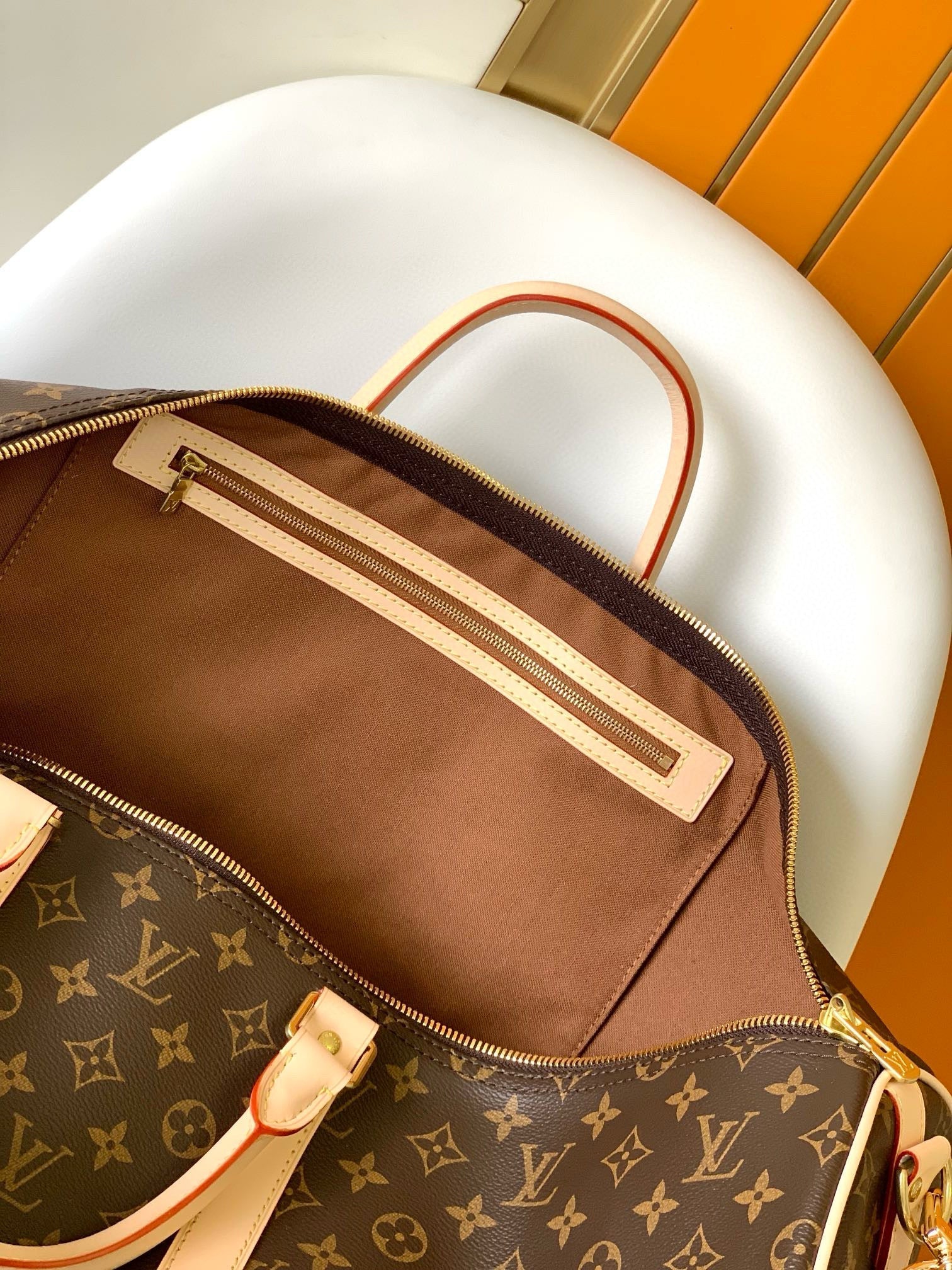 LV Keepall Bandouliere 55 Monogram Canvas Brown Gold Hardware mysite