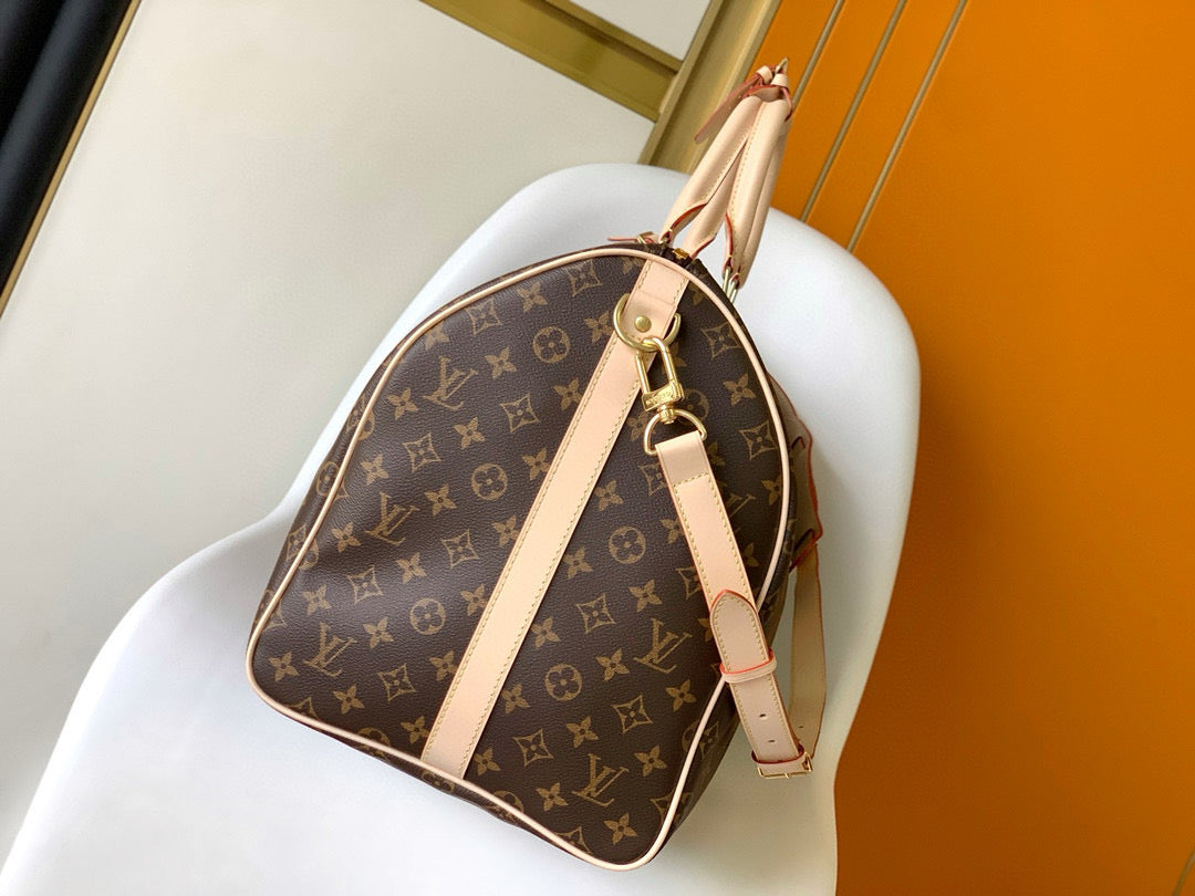 LV Keepall Bandouliere 55 Monogram Canvas Brown Gold Hardware mysite