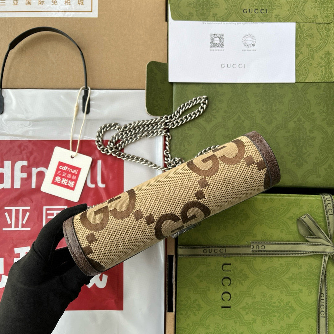 Gucci Jumbo Dionysus Wallet On Chain Brown Canvas and GG Original Leather mysite