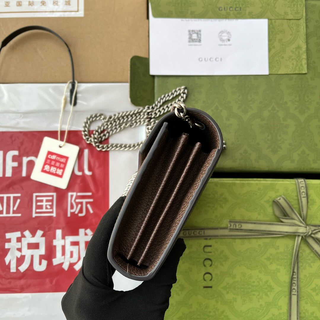 Gucci Jumbo Dionysus Wallet On Chain Brown Canvas and GG Original Leather mysite