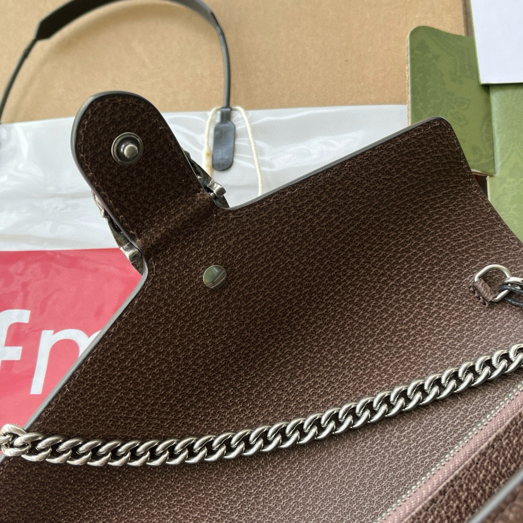 Gucci Jumbo Dionysus Wallet On Chain Brown Canvas and GG Original Leather mysite