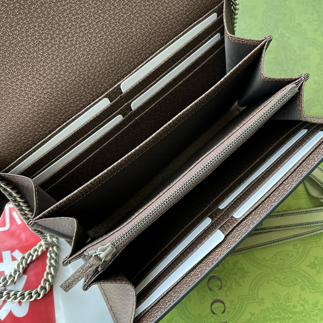 Gucci Jumbo Dionysus Wallet On Chain Brown Canvas and GG Original Leather mysite