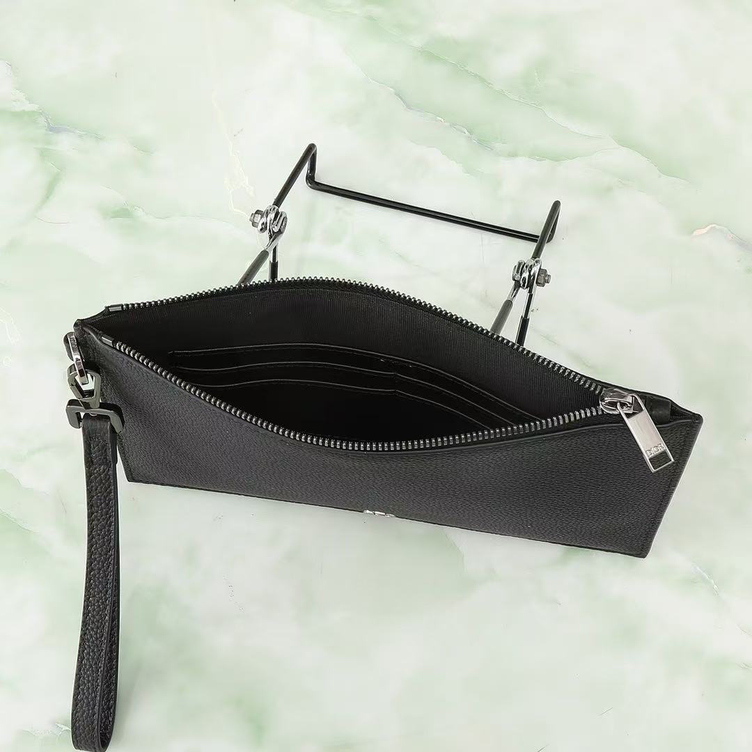 CD A5 Pouch Black Grained Calfskin with CD Icon mysite