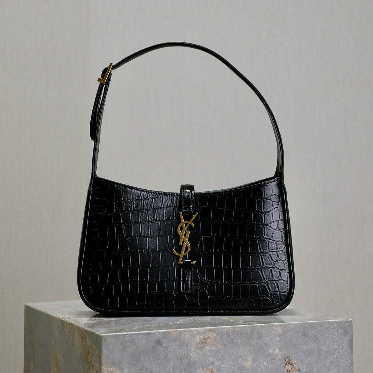 Le 5 a 7 Bag 25cm Black Crocodile Pattern Calfskin Ghw mysite
