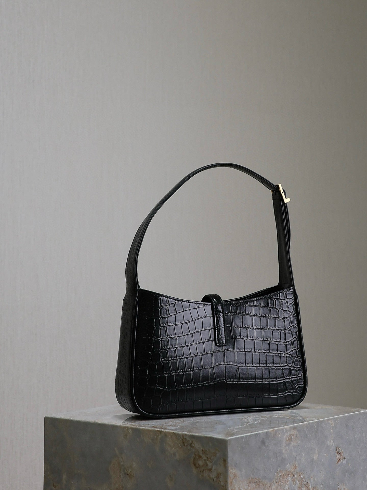 Le 5 a 7 Bag 25cm Black Crocodile Pattern Calfskin Ghw mysite