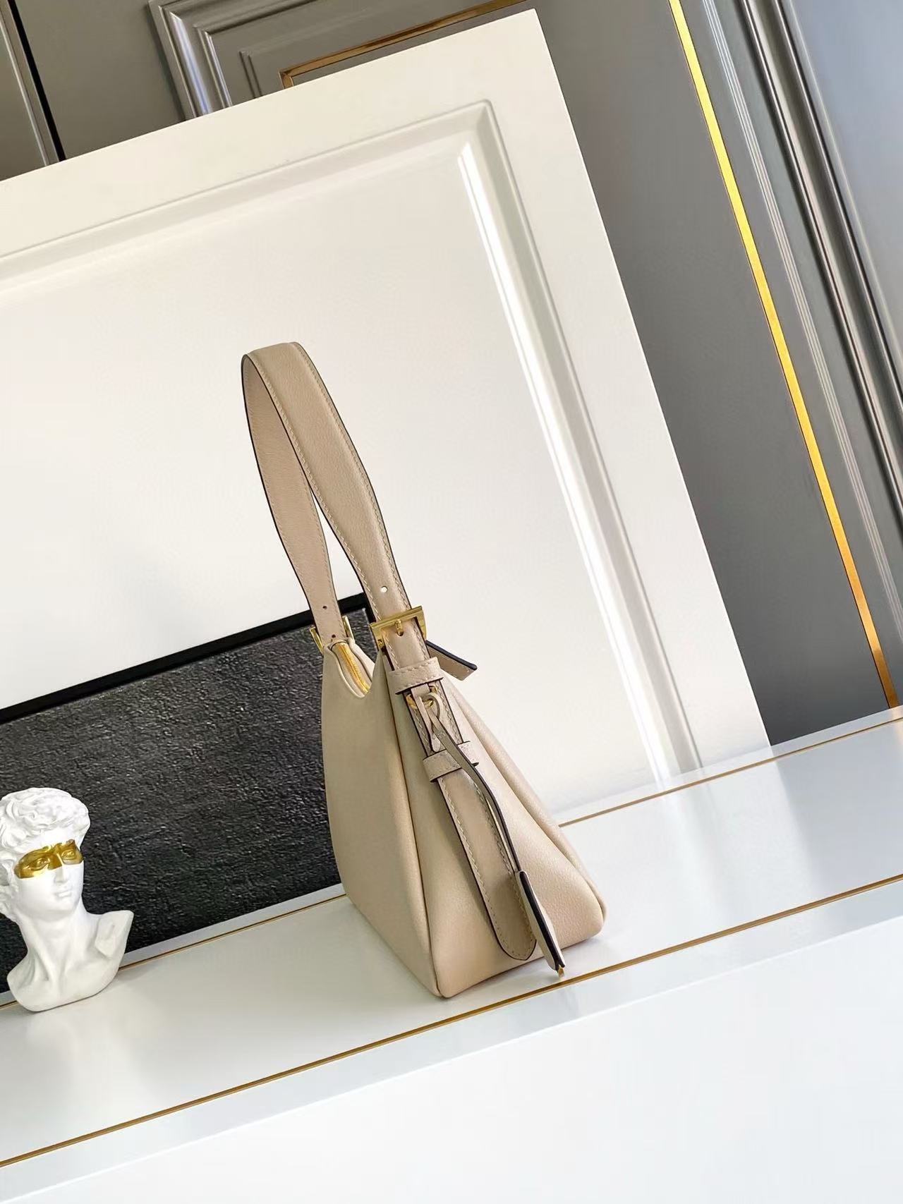 Prada Aimee Underarm Bag 31cm beige Calfskin mysite