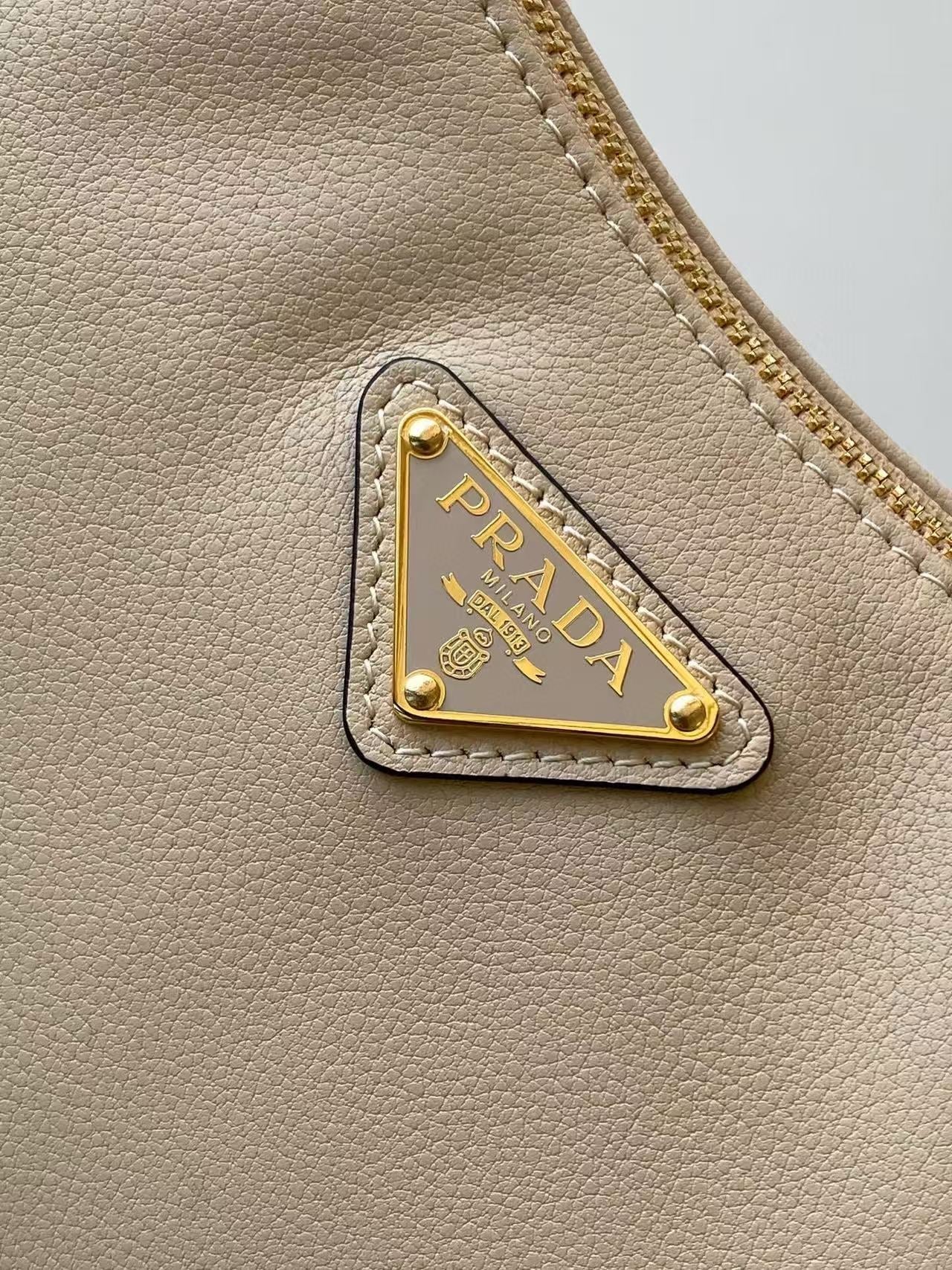 Prada Aimee Underarm Bag 31cm beige Calfskin mysite