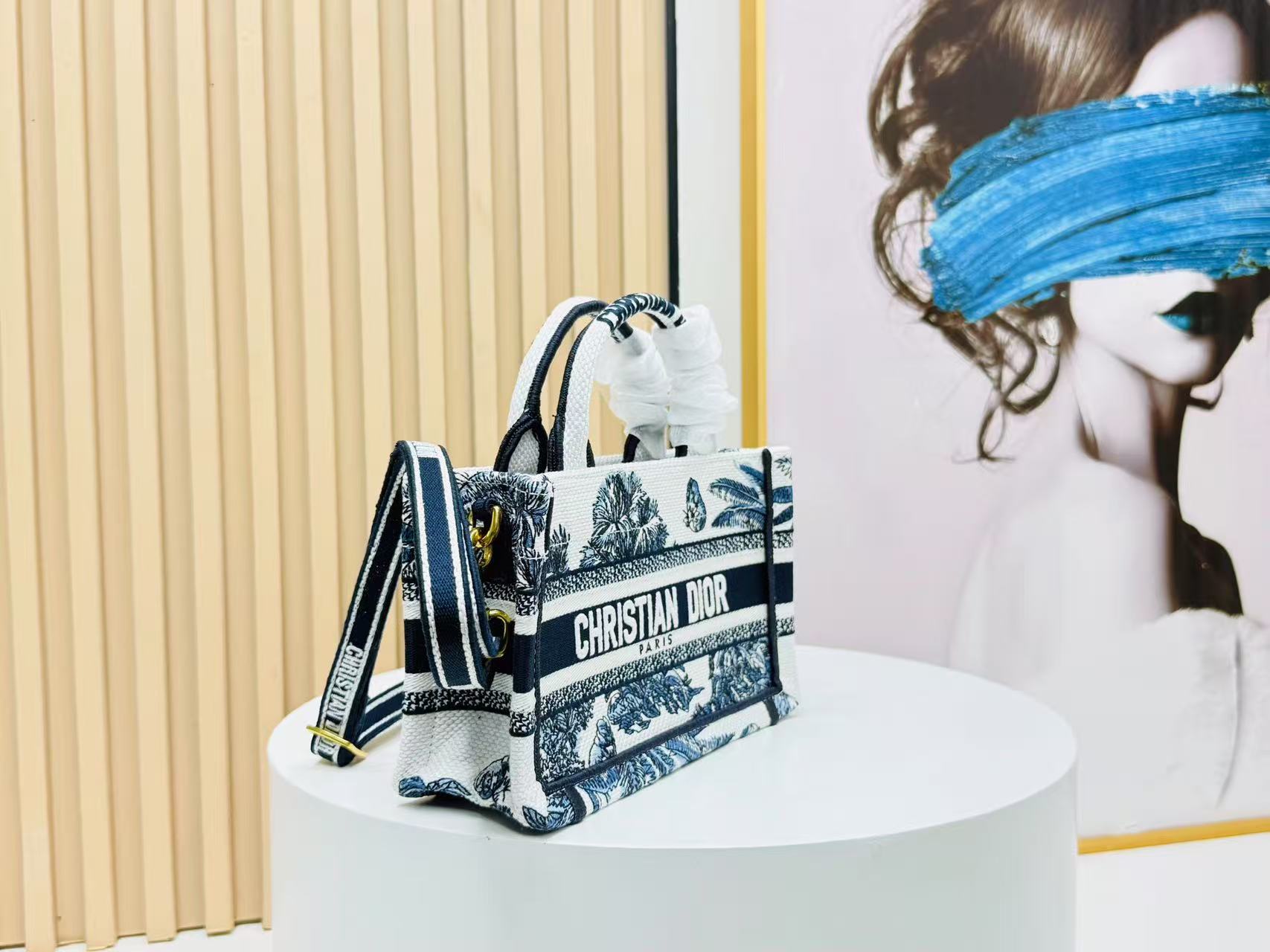 Dior Book Tote 21 cm Blue White Canvas mysite