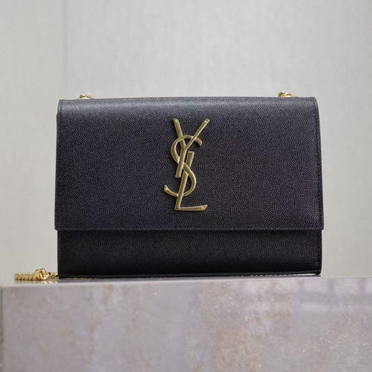 YSL Kate Small Chain Bag 20cm Black Gold Grained Calfskin mysite