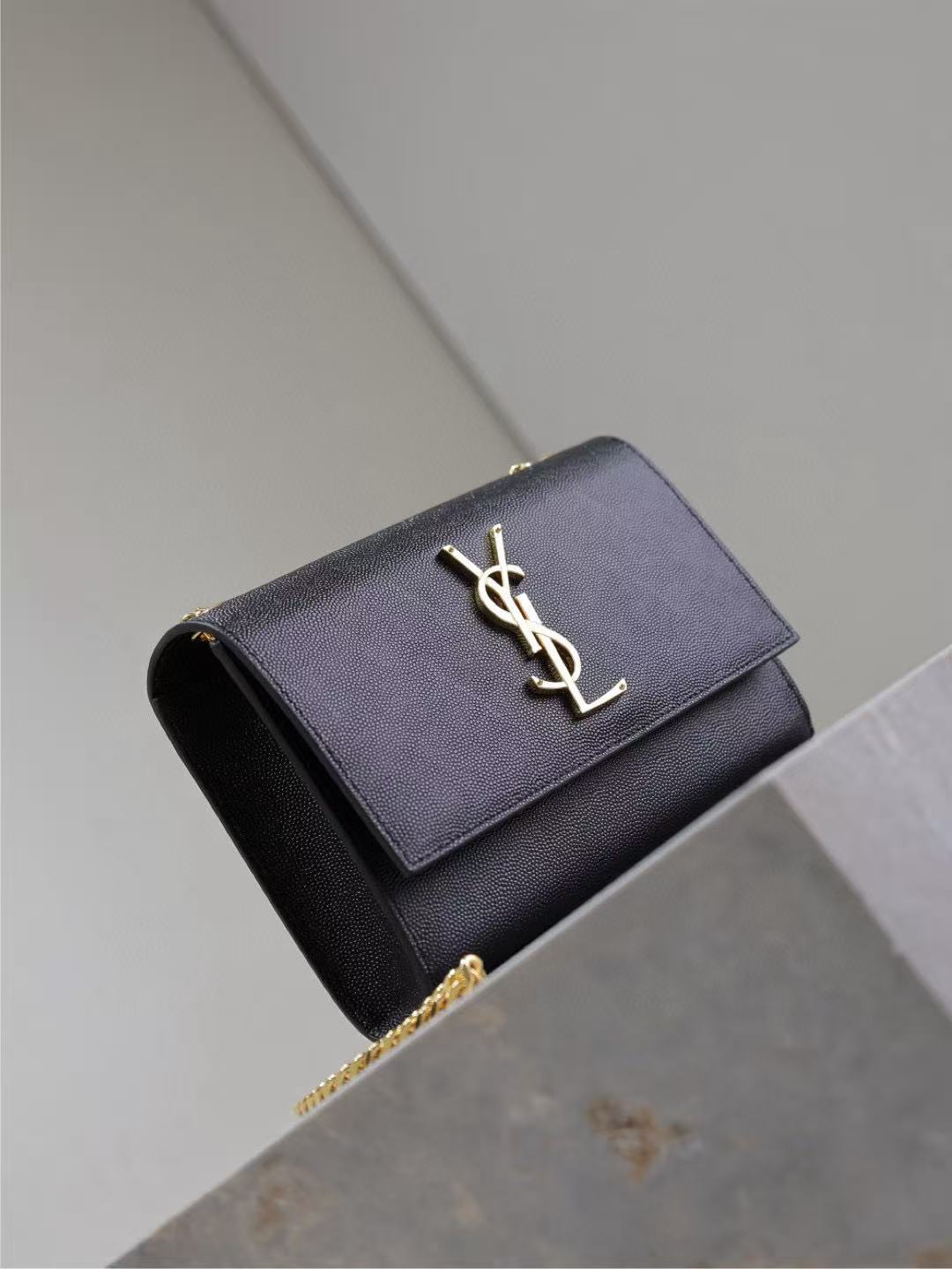 YSL Kate Small Chain Bag 20cm Black Gold Grained Calfskin mysite