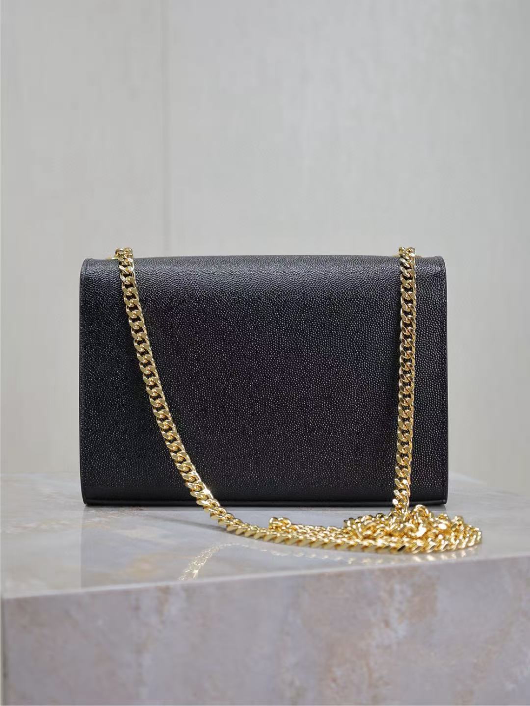 YSL Kate Small Chain Bag 20cm Black Gold Grained Calfskin mysite