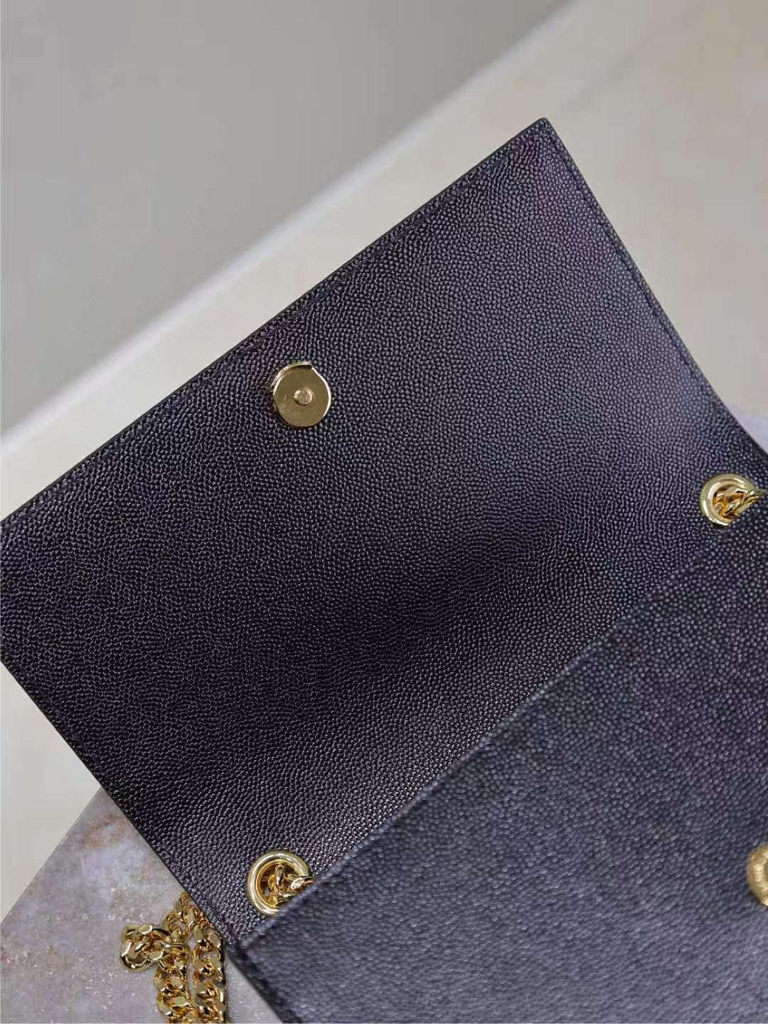 YSL Kate Small Chain Bag 20cm Black Gold Grained Calfskin mysite