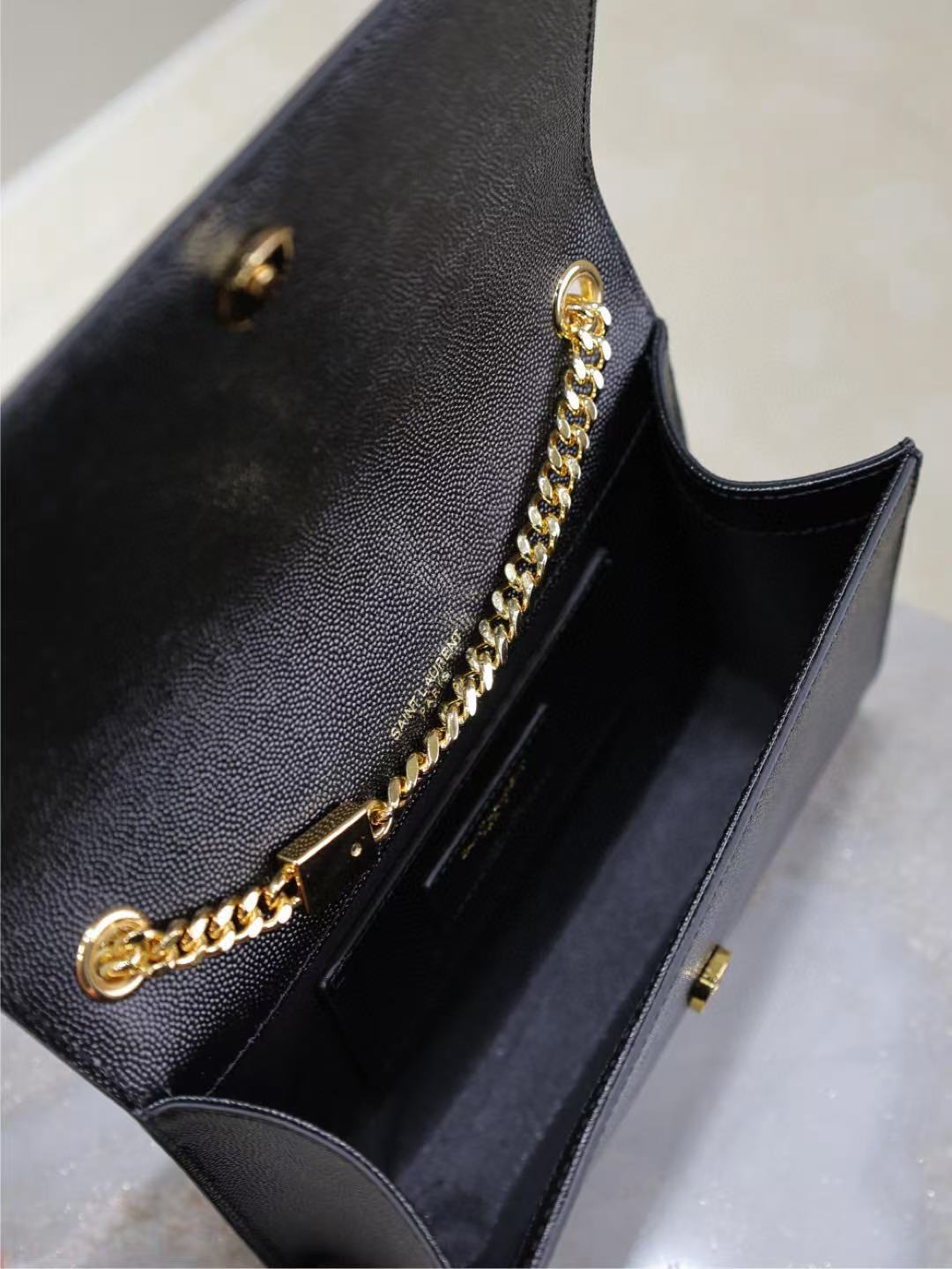 YSL Kate Small Chain Bag 20cm Black Gold Grained Calfskin mysite