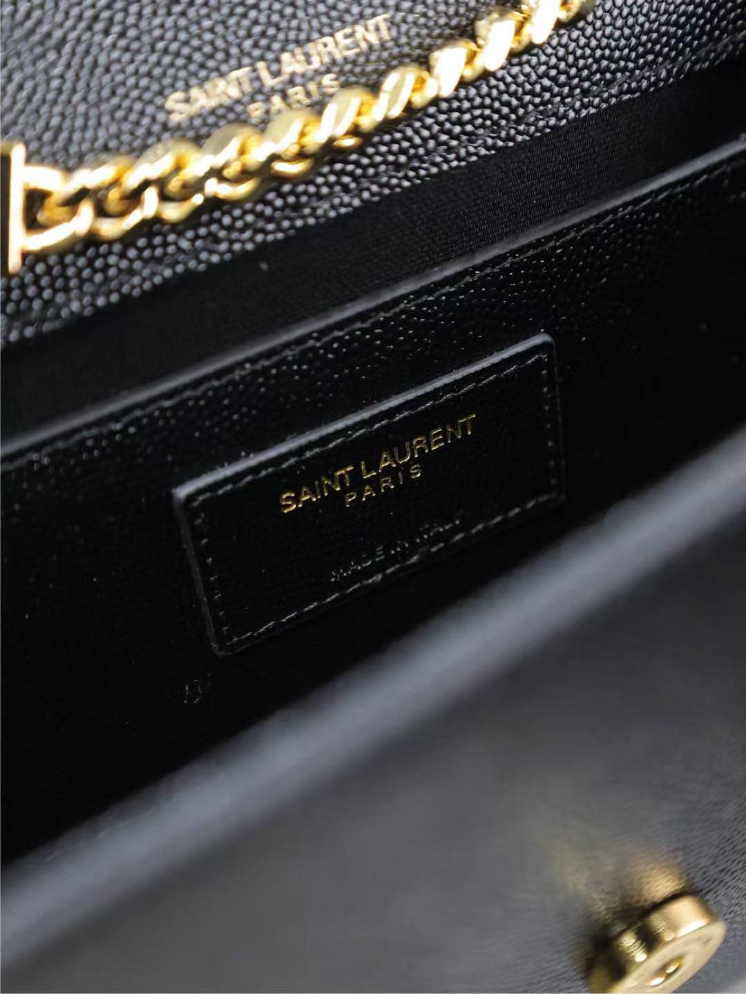 YSL Kate Small Chain Bag 20cm Black Gold Grained Calfskin mysite