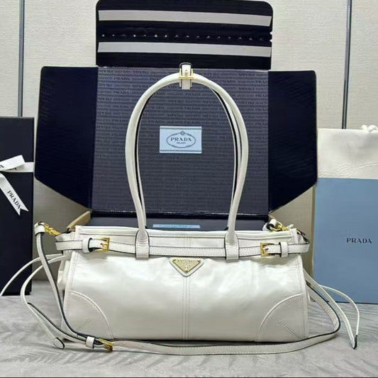 Prada Bonnie Medium Handbag 32cm White Calfskin mysite
