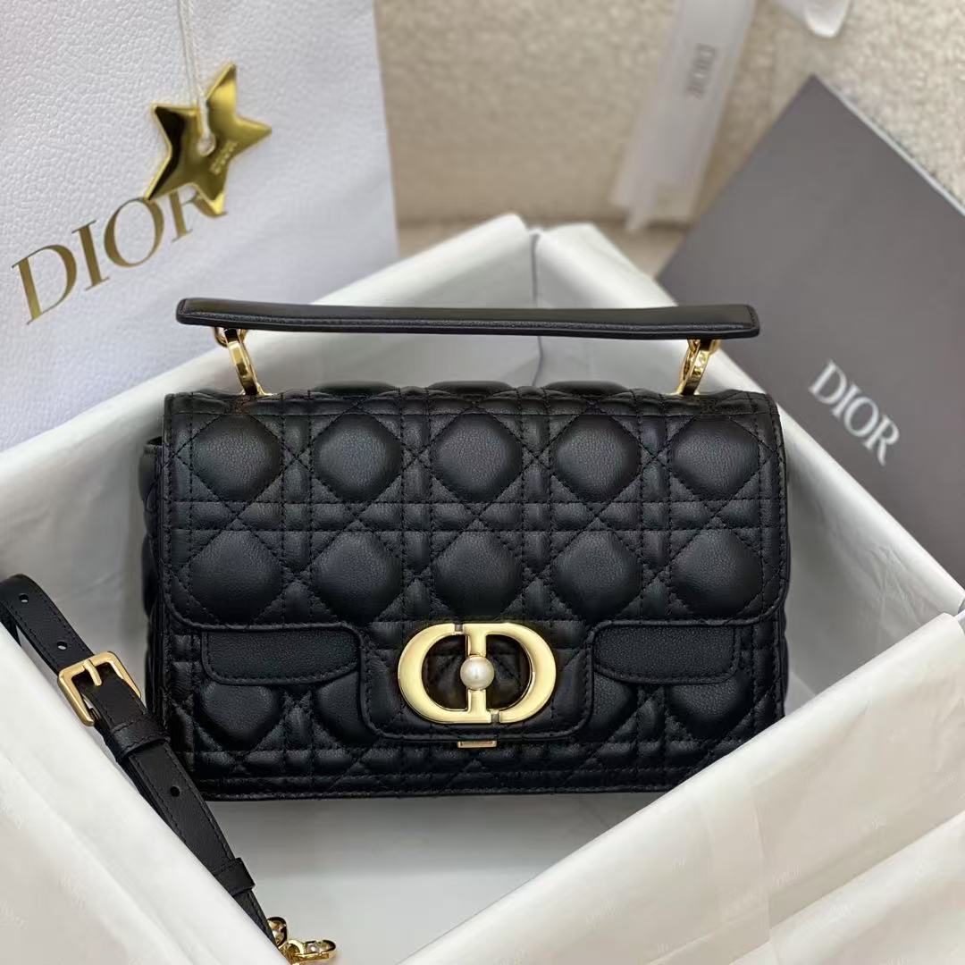 Small Dior Jolie Top Handle Bag 22cm Black Cannage Calfskin mysite