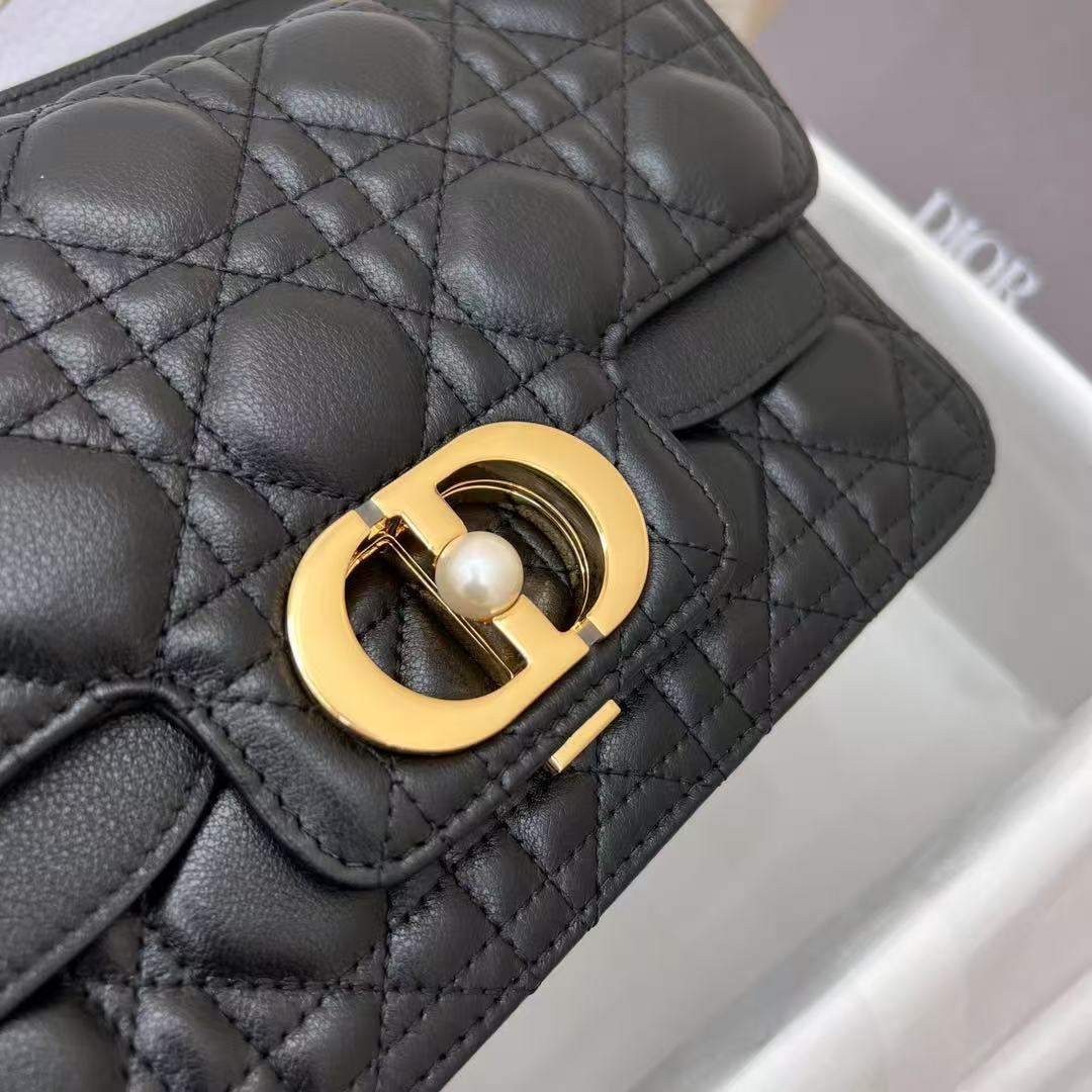 Small Dior Jolie Top Handle Bag 22cm Black Cannage Calfskin mysite