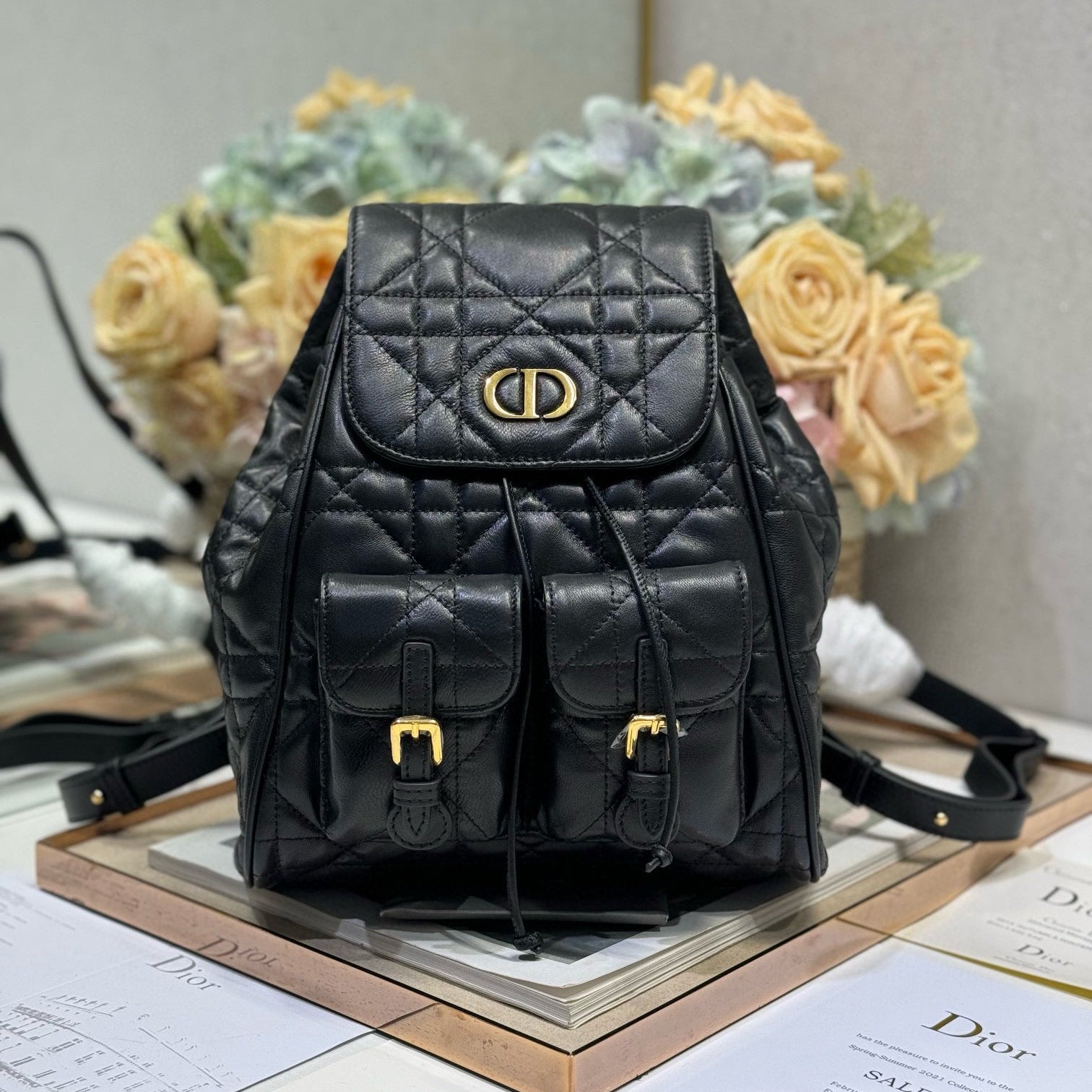 CD Caro Medium Size Backpack Black Sheepskin  23 x 26.7 x 12.5 cm mysite