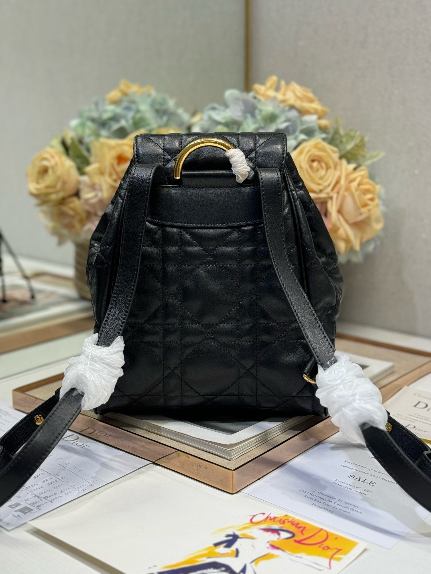 CD Caro Medium Size Backpack Black Sheepskin  23 x 26.7 x 12.5 cm mysite