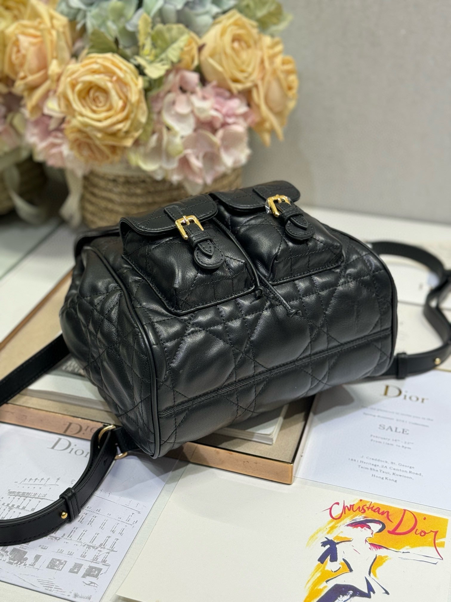 CD Caro Medium Size Backpack Black Sheepskin  23 x 26.7 x 12.5 cm mysite