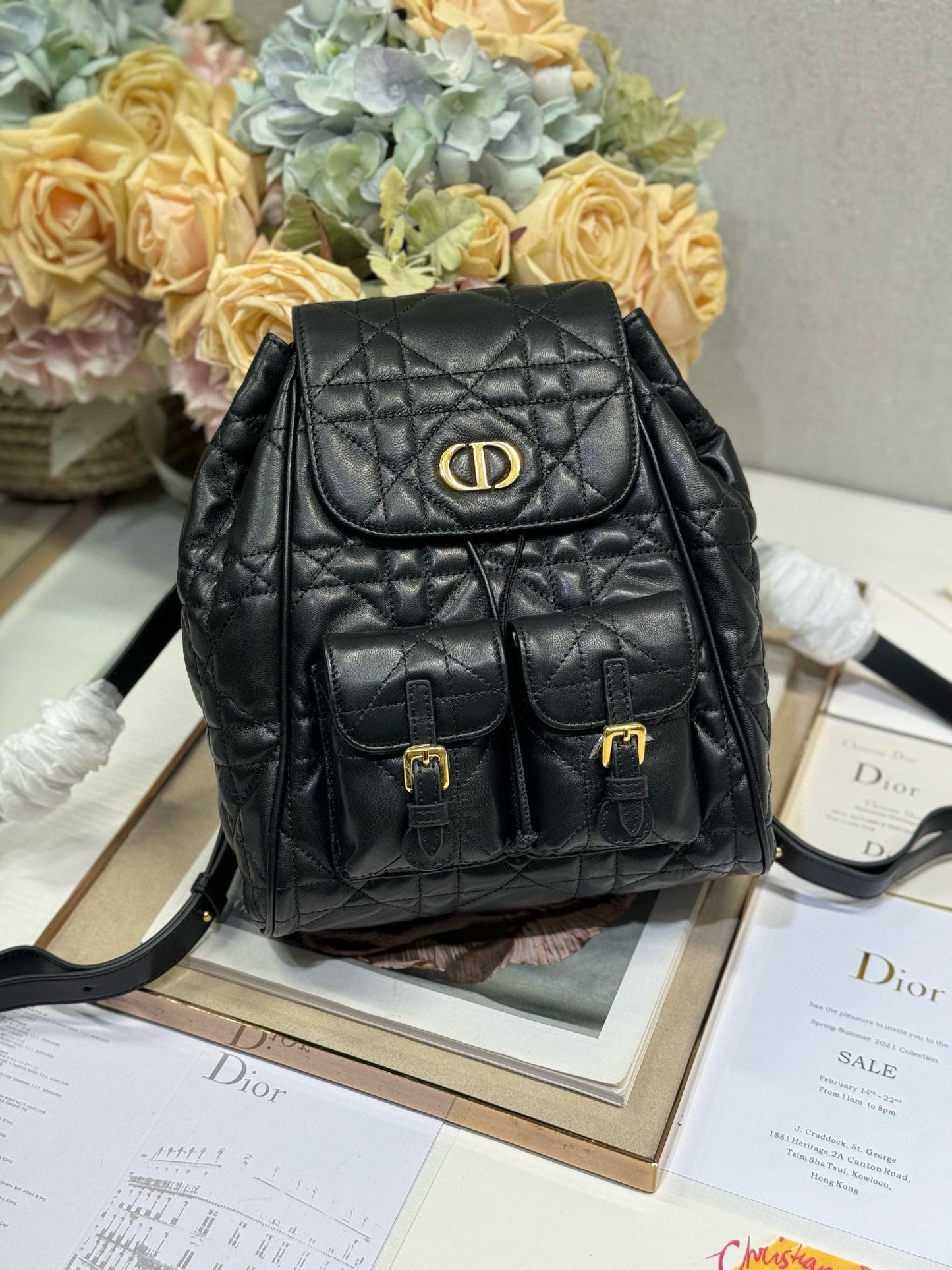 CD Caro Medium Size Backpack Black Sheepskin  23 x 26.7 x 12.5 cm mysite