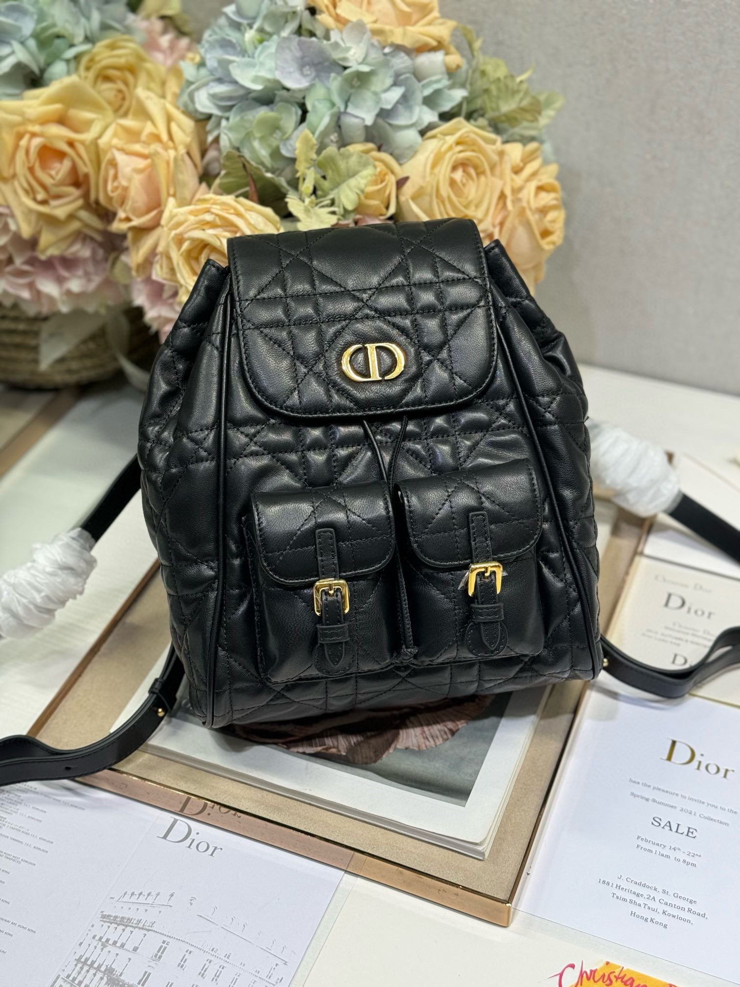 CD Caro Medium Size Backpack Black Sheepskin  23 x 26.7 x 12.5 cm mysite