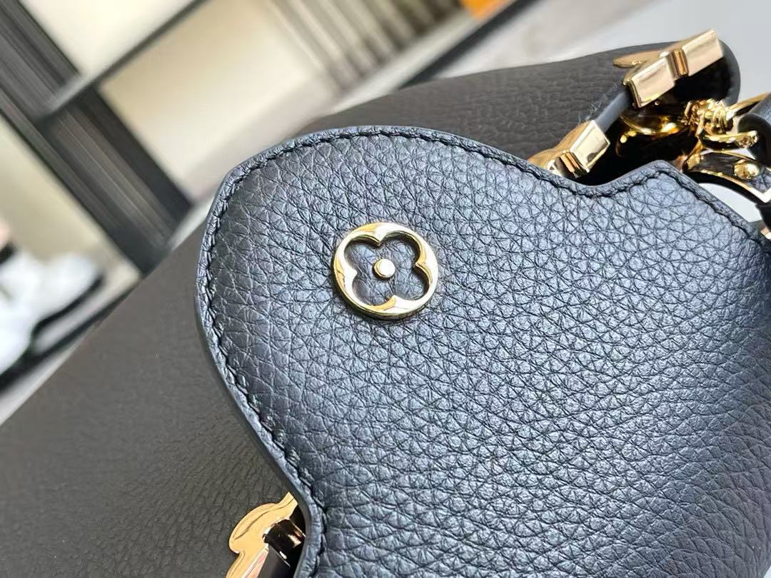 LV Capucines Handbag 27cm  Black Gold Cowhide mysite