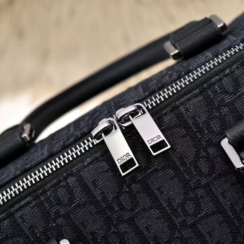 Weekender 40 Dior Oblique Jacquard Black Grained Calfskin Frabic