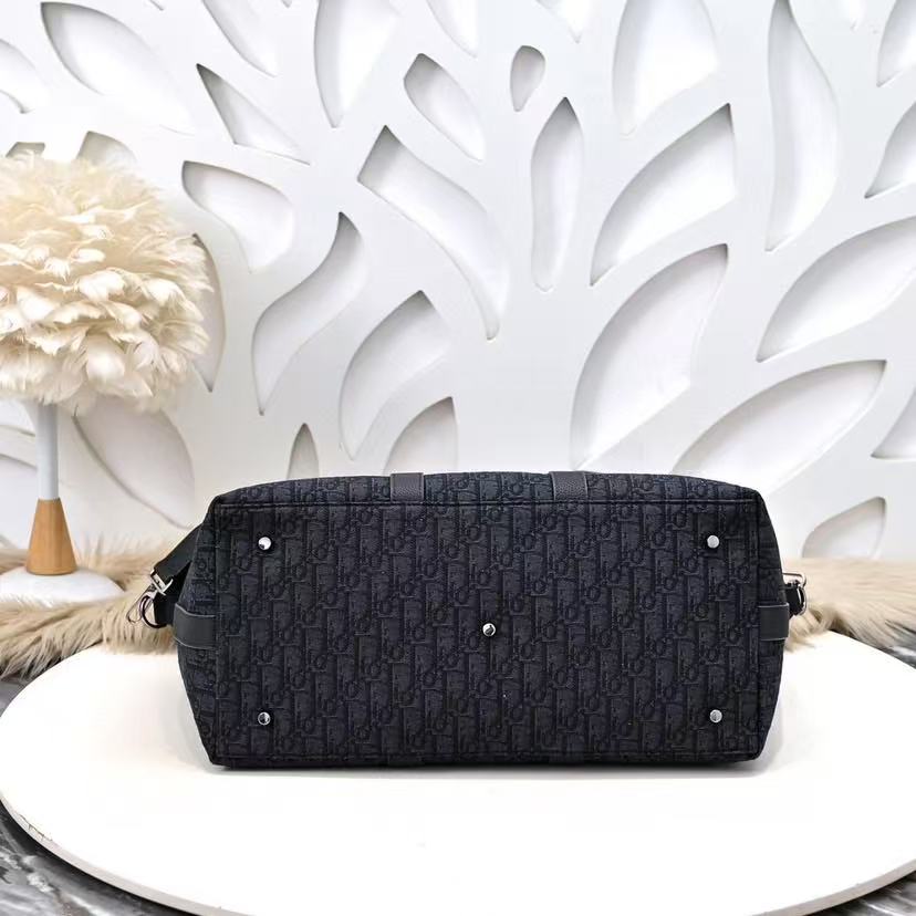 Weekender 40 Dior Oblique Jacquard Black Grained Calfskin Frabic