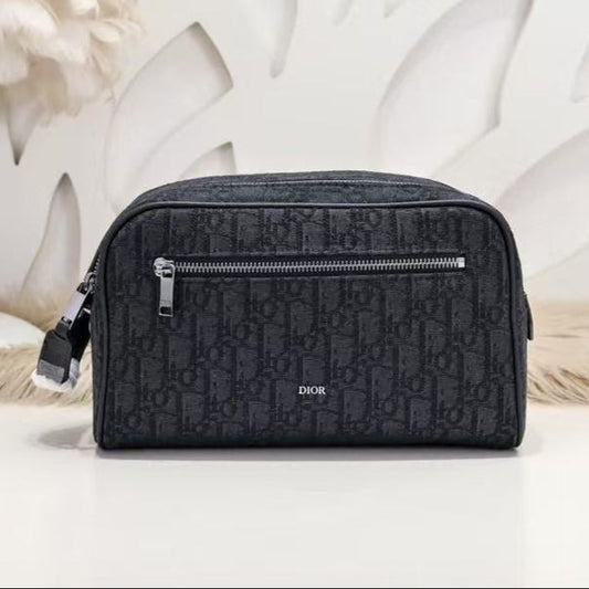 Toiletry Bag Black Dior Oblique Jacquard and Black Grained Calfskin mysite