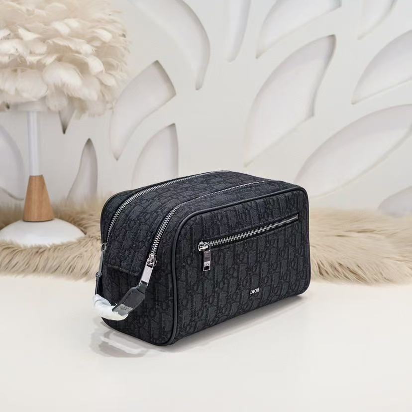 Toiletry Bag Black Dior Oblique Jacquard and Black Grained Calfskin mysite