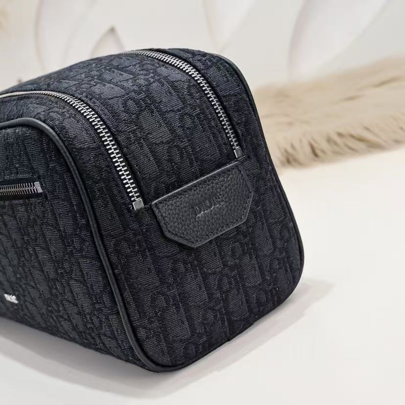 Toiletry Bag Black Dior Oblique Jacquard and Black Grained Calfskin mysite
