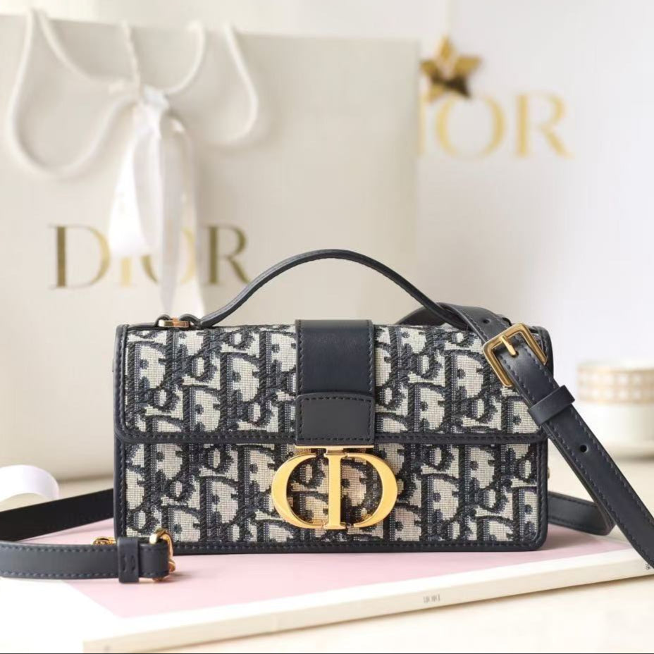 Dior Miss Montaigne Bag 20cm  Black Canvas Calfskin mysite