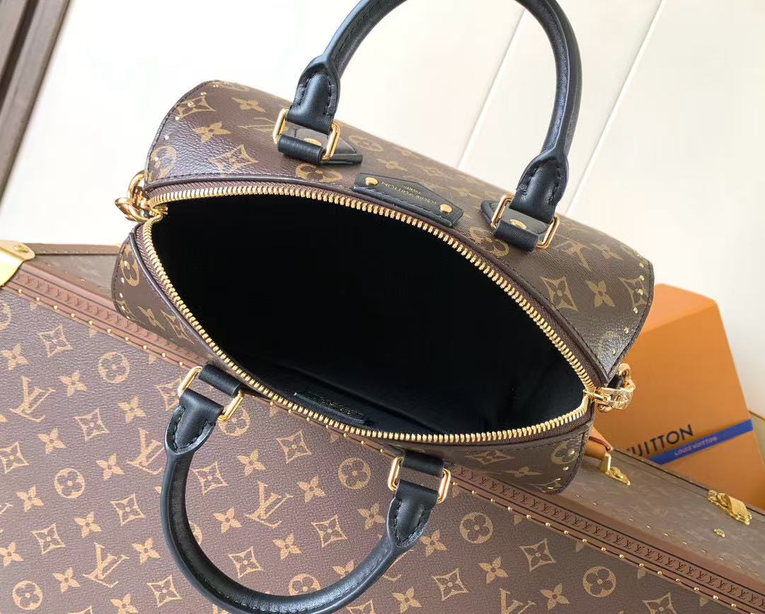 LV Speedy Trunk Bag 20cm Black Brown Cowhide Canvas mysite