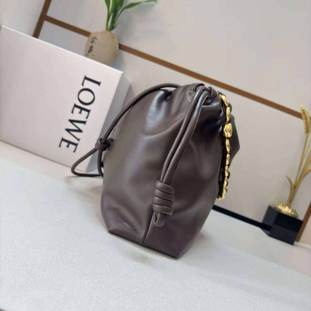 Loewe Flamenco Purse 41 Bag Dark Brown Nappa Lambskin mysite