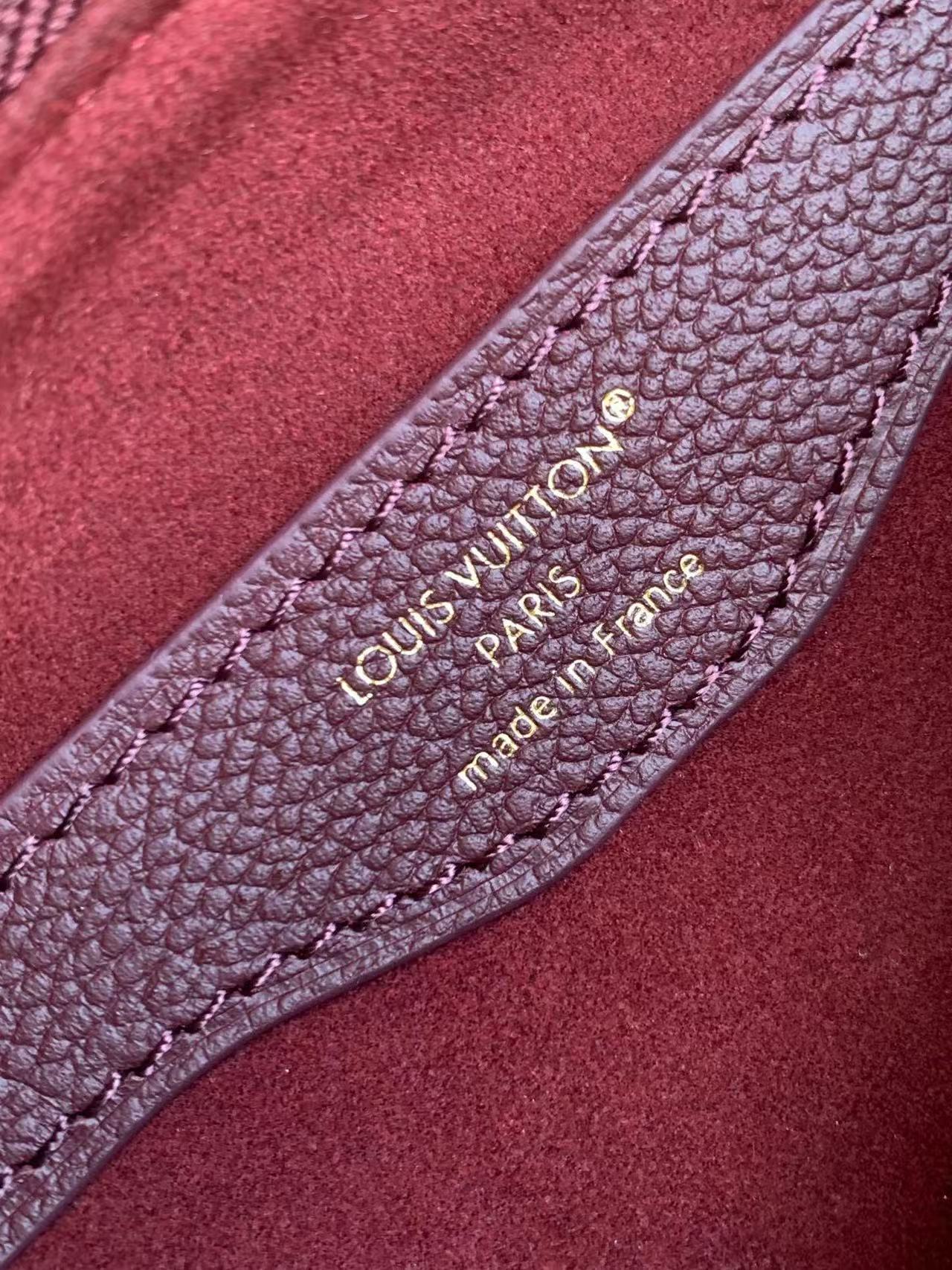 LV Boulogne PM Bag Burgundy Gold Embossed Grained Cowhide Leather mysite