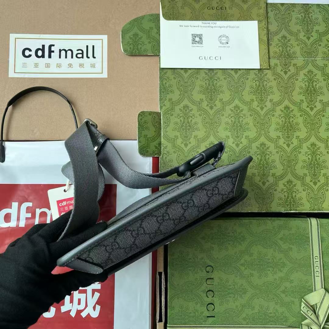 Gucci Ophidia Small Bag 23 Dark Grey Monogram Canvas Lambskin mysite