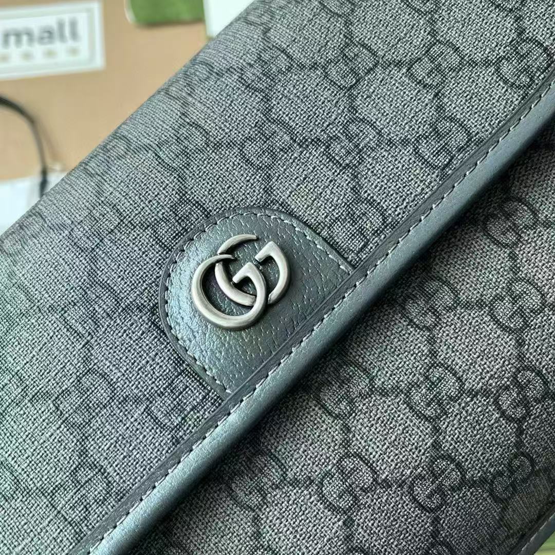 Gucci Ophidia Small Bag 23 Dark Grey Monogram Canvas Lambskin mysite
