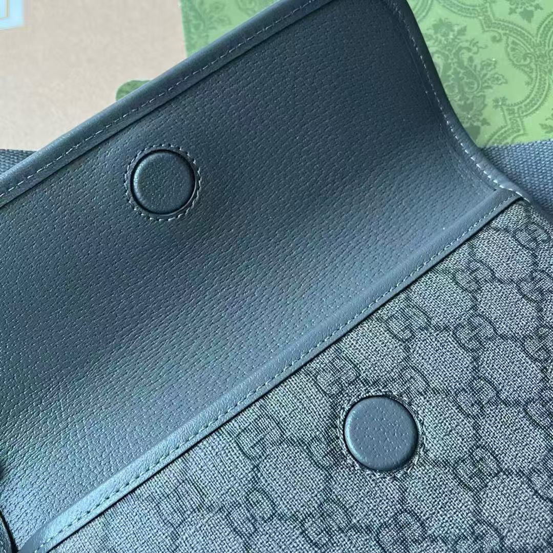 Gucci Ophidia Small Bag 23 Dark Grey Monogram Canvas Lambskin mysite