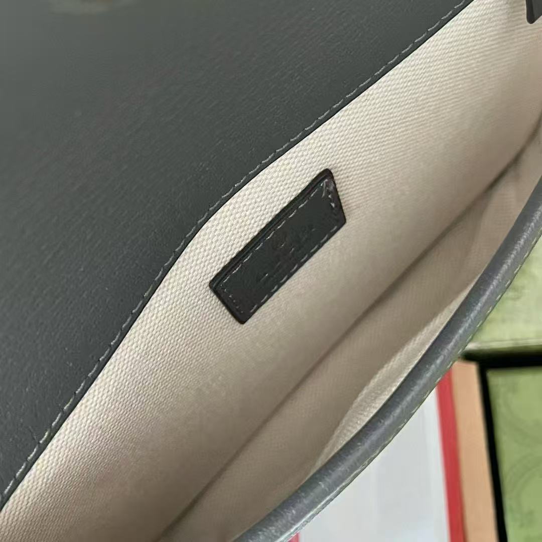 Gucci Ophidia Small Bag 23 Dark Grey Monogram Canvas Lambskin mysite