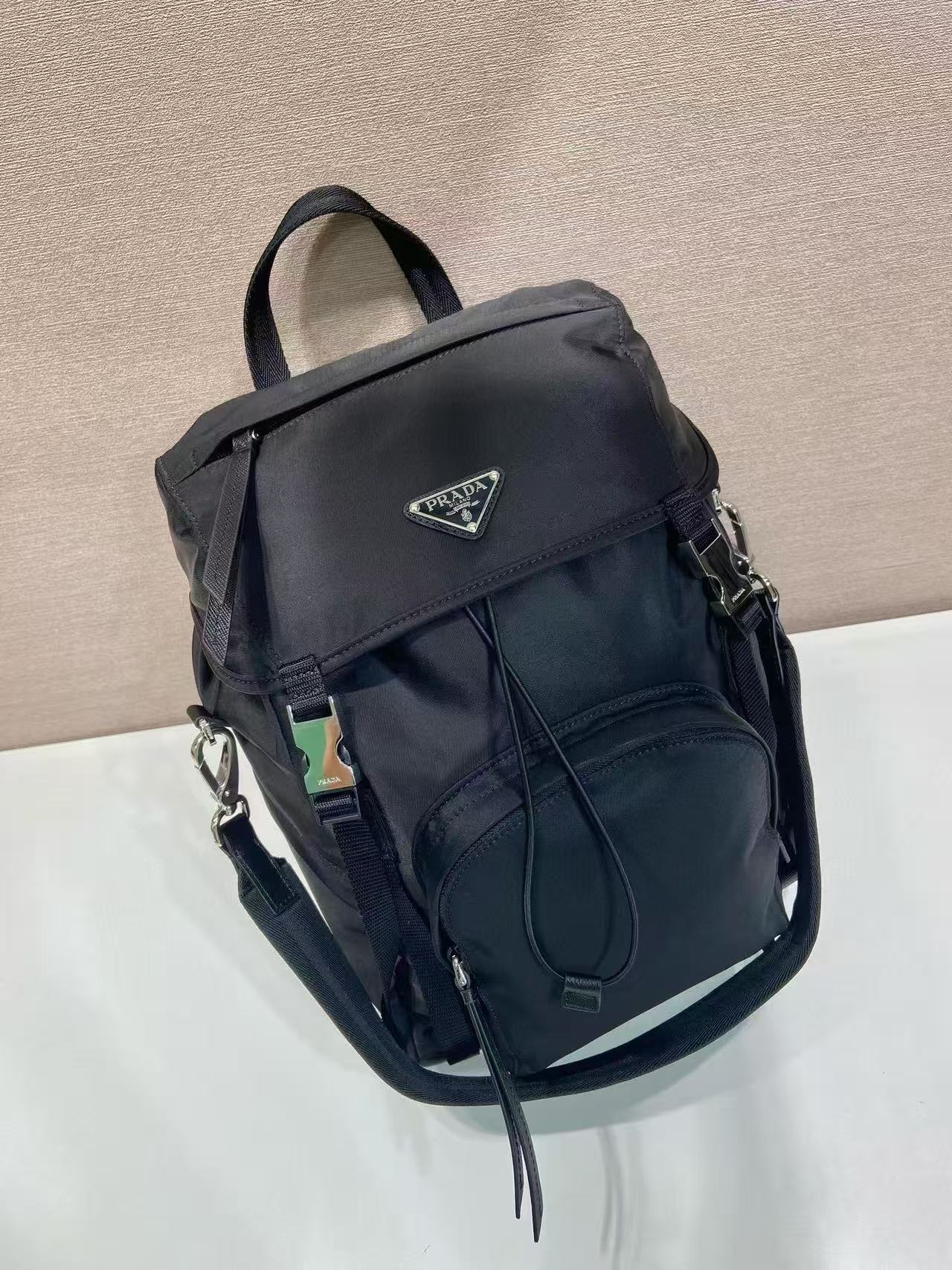 BACKPACK 34.5 IN BLACK RE-NYLON AND SAFFIANO LEATHER TRIM mysite