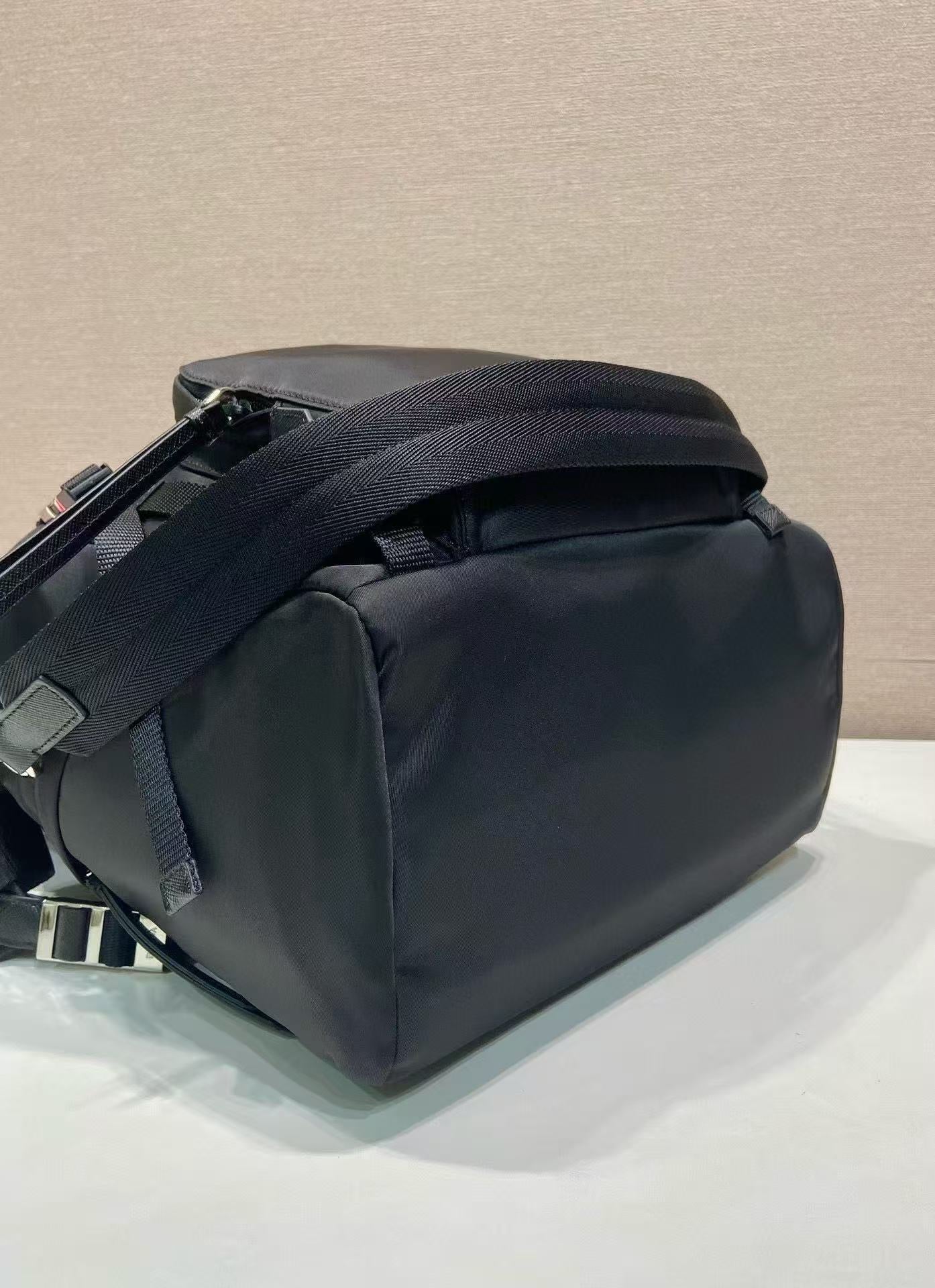 BACKPACK 34.5 IN BLACK RE-NYLON AND SAFFIANO LEATHER TRIM mysite