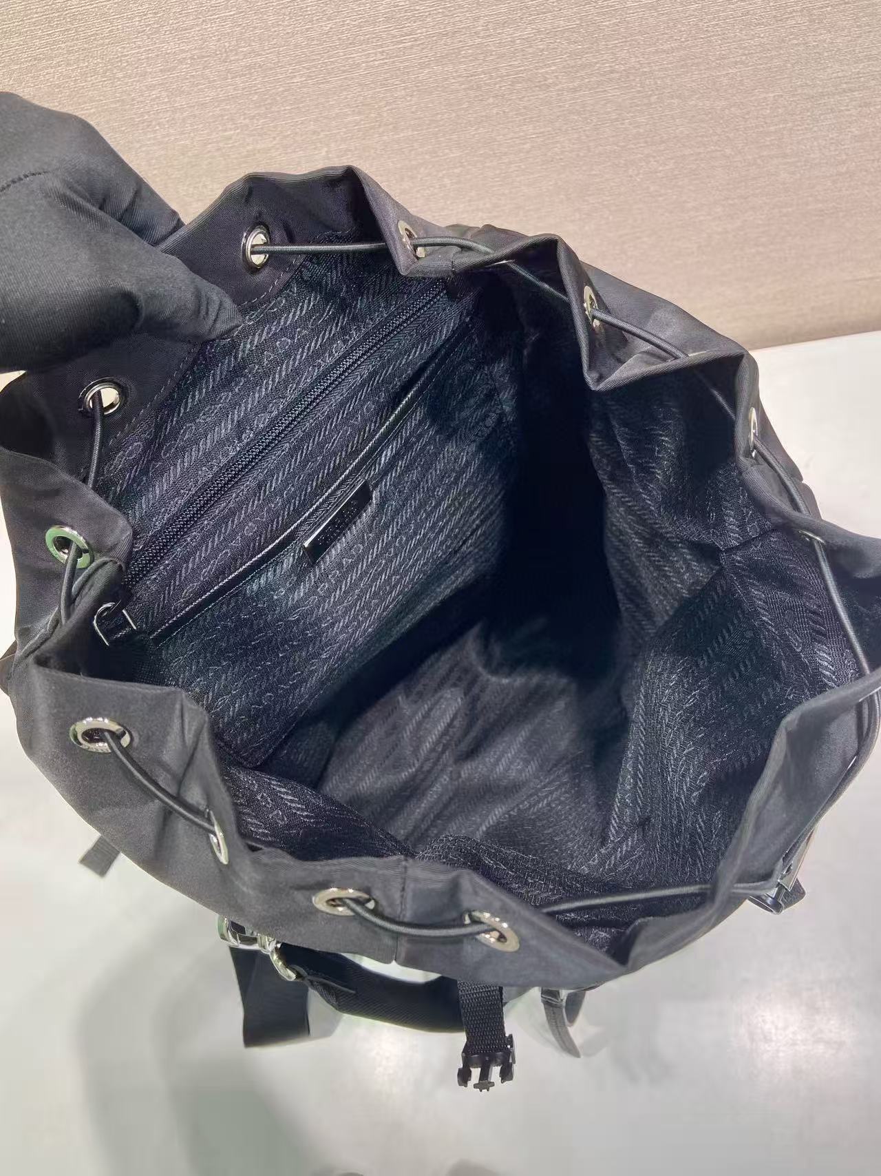 BACKPACK 34.5 IN BLACK RE-NYLON AND SAFFIANO LEATHER TRIM mysite