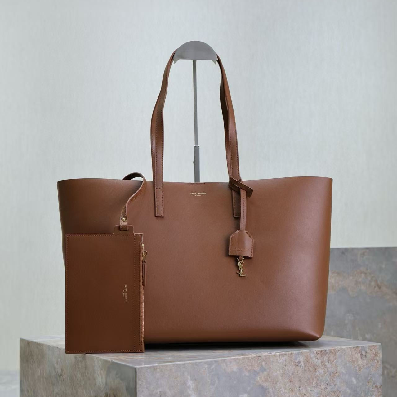 YSL 2025 Tote 38cm Bag Brown Smooth Leather mysite